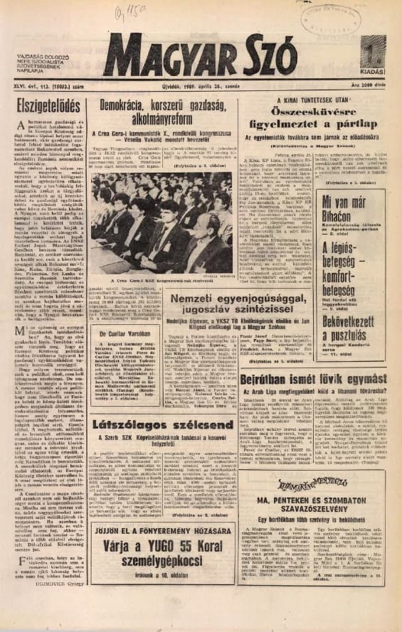 Magyar Szó, 46. évf. 1989. április 26. 113. sz. 1–20. oldal