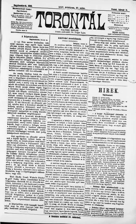 Torontál, 25. évf. 1896. február 14. 37. sz.