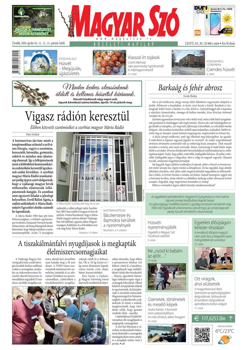 Magyar Szó, 77. évf. 2020. április 10. – 13. 83. sz. 1–32. oldal