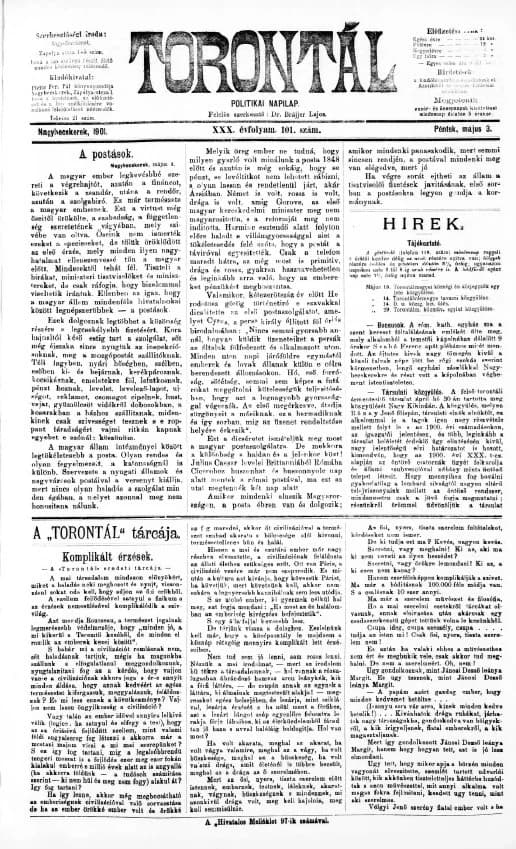 Torontál, 30. évf. 1901. május 3. 101. sz.