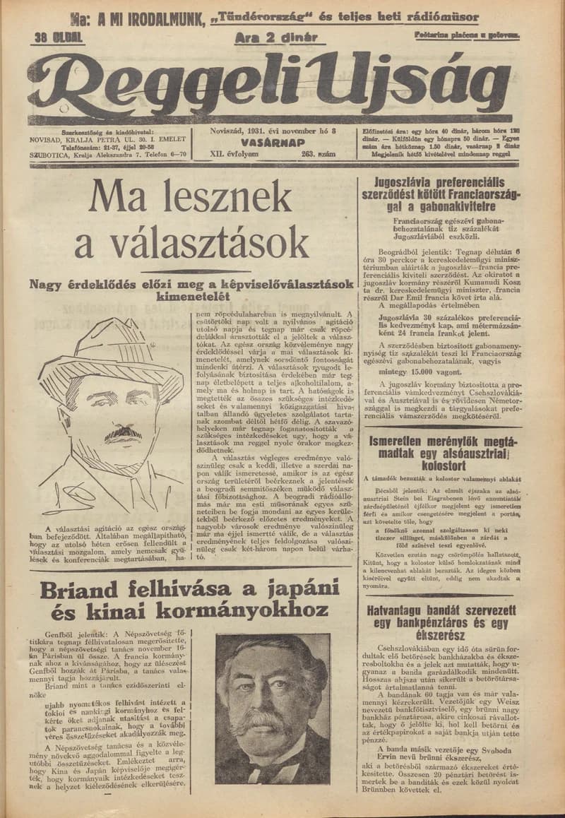 Reggeli Újság, 12. évf. 1931. november 8. 263. sz.