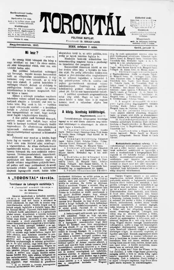 Torontál, 39. évf. 1910. január 11. 7. sz.