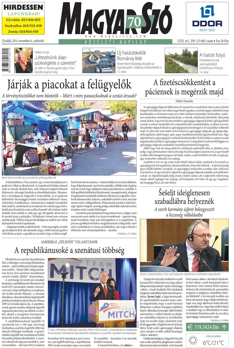 Magyar Szó, 71. évf. 2014. november 6. 259. sz. 1–20. oldal