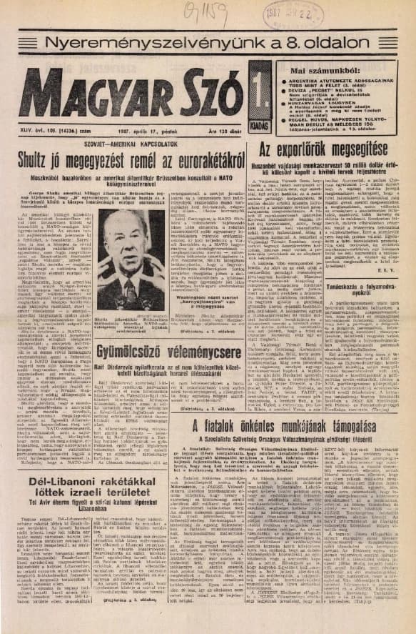 Magyar Szó, 44. évf. 1987. április 17. 105. sz. 1–24. oldal