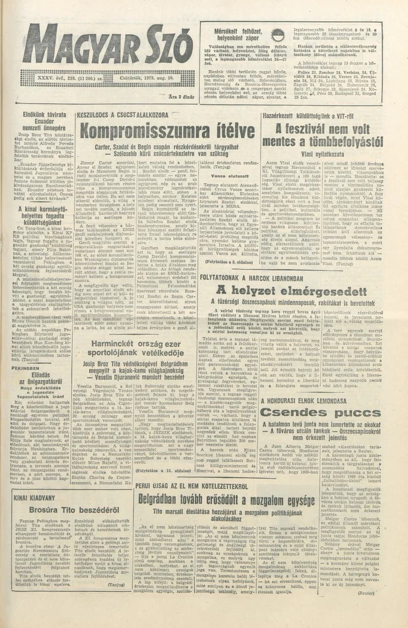 Magyar Szó, 35. évf. 1978. augusztus 10. 218. sz. 1–16. oldal