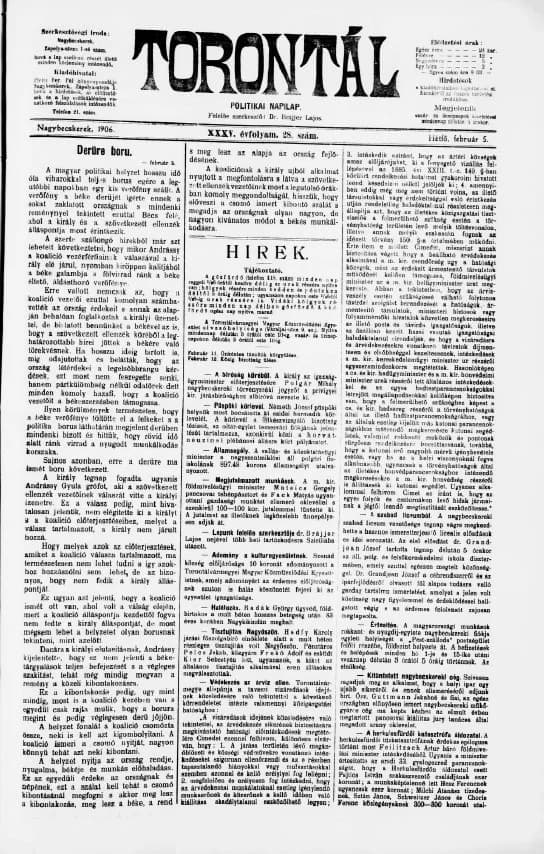Torontál, 35. évf. 1906. február 5. 28. sz.