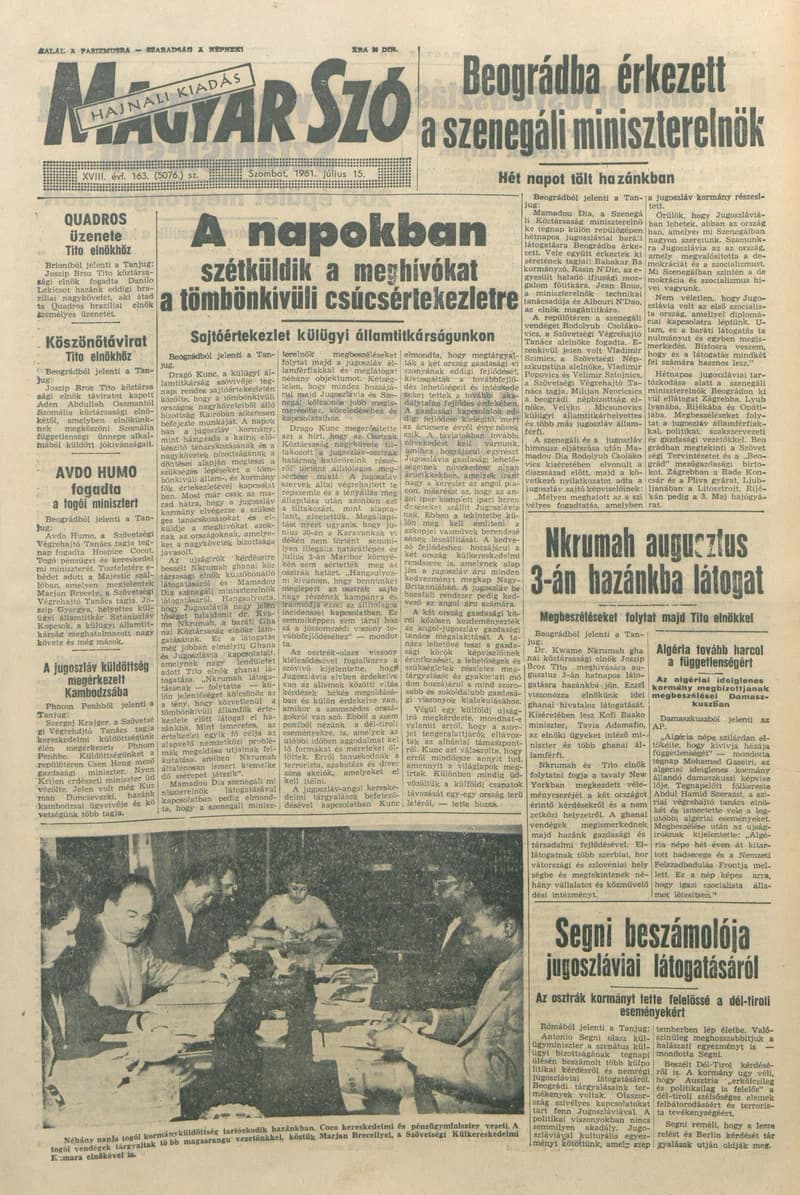 Magyar Szó, 18. évf. 1961. július 15. 163. sz. 1–12. oldal