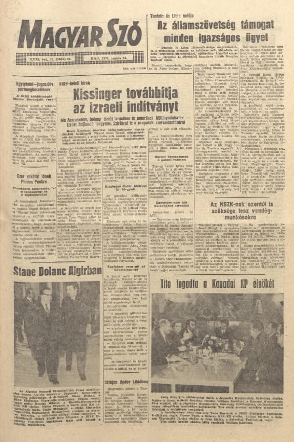 Magyar Szó, 31. évf. 1974. január 14. 12. sz. 1–6. oldal