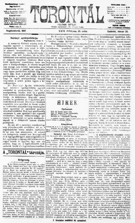 Torontál, 26. évf. 1897. február 25. 45. sz.