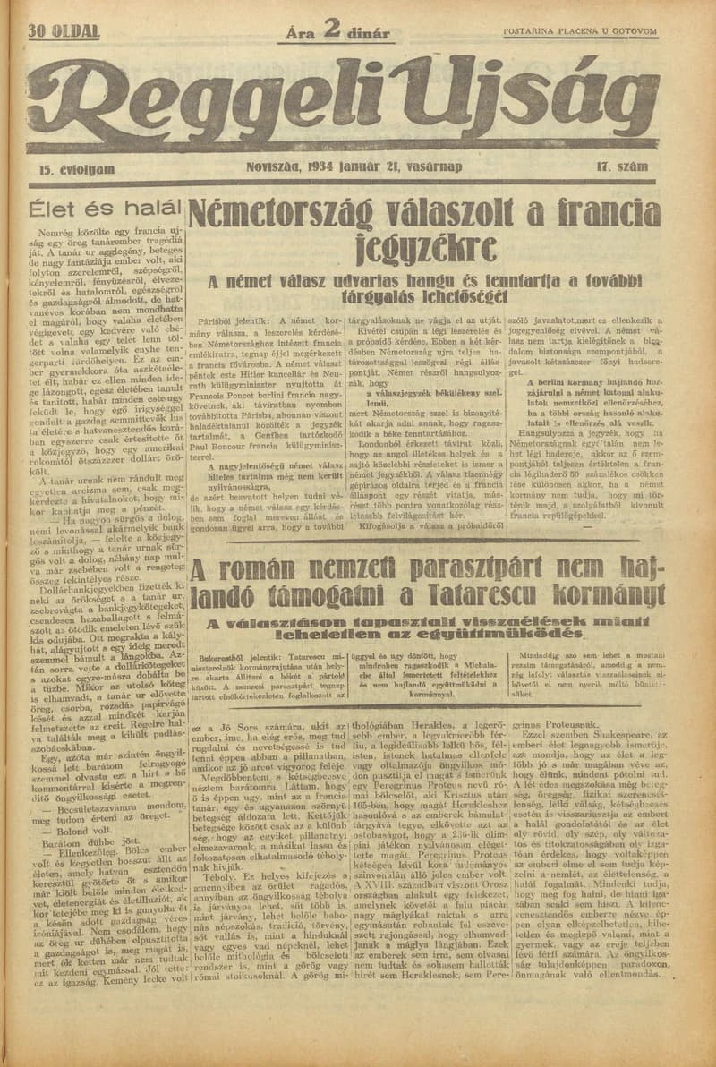 Reggeli Újság, 15. évf. 1934. január 21. 17. sz.