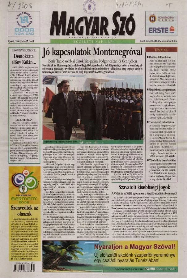 Magyar Szó, 63. évf. 2006. június 27. 146. sz. 1–20. oldal