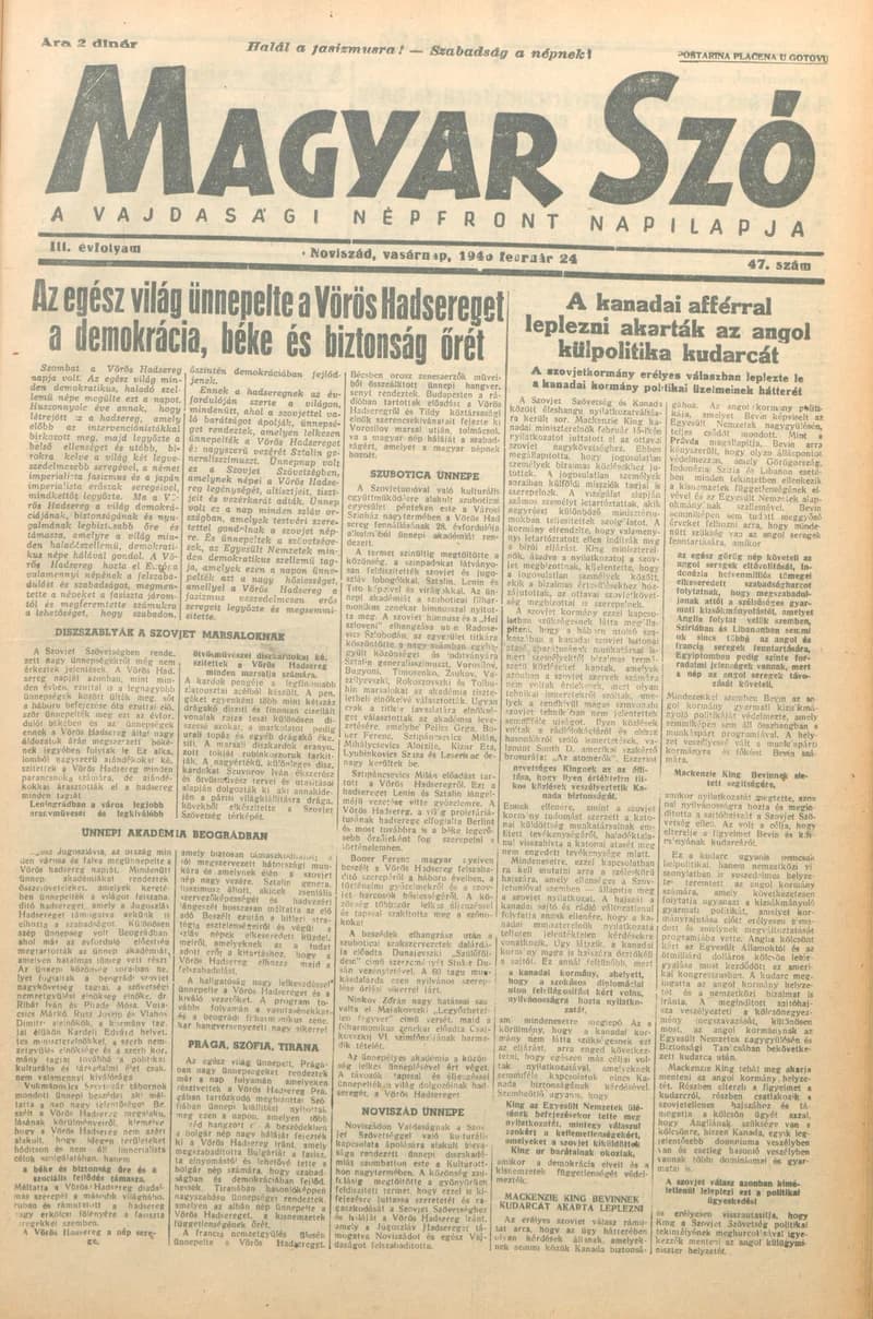 Magyar Szó, 3. évf. 1946. február 24. 47. sz. 1–8. oldal
