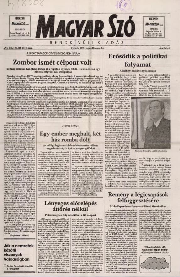 Magyar Szó, 56. évf. 1999. május 22. 109. sz. 1–8. oldal