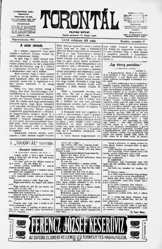 Torontál, 35. évf. 1906. november 17. 263. sz.