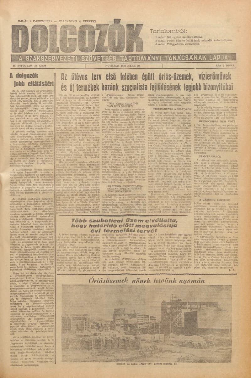 Dolgozók, 3. évf. 1949. július 29. 30. sz.