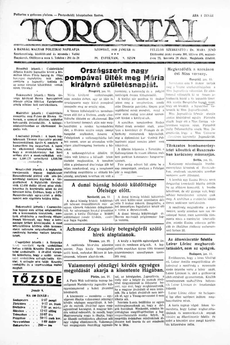 Torontál, 59. évf. 1930. január 11. 8. sz.