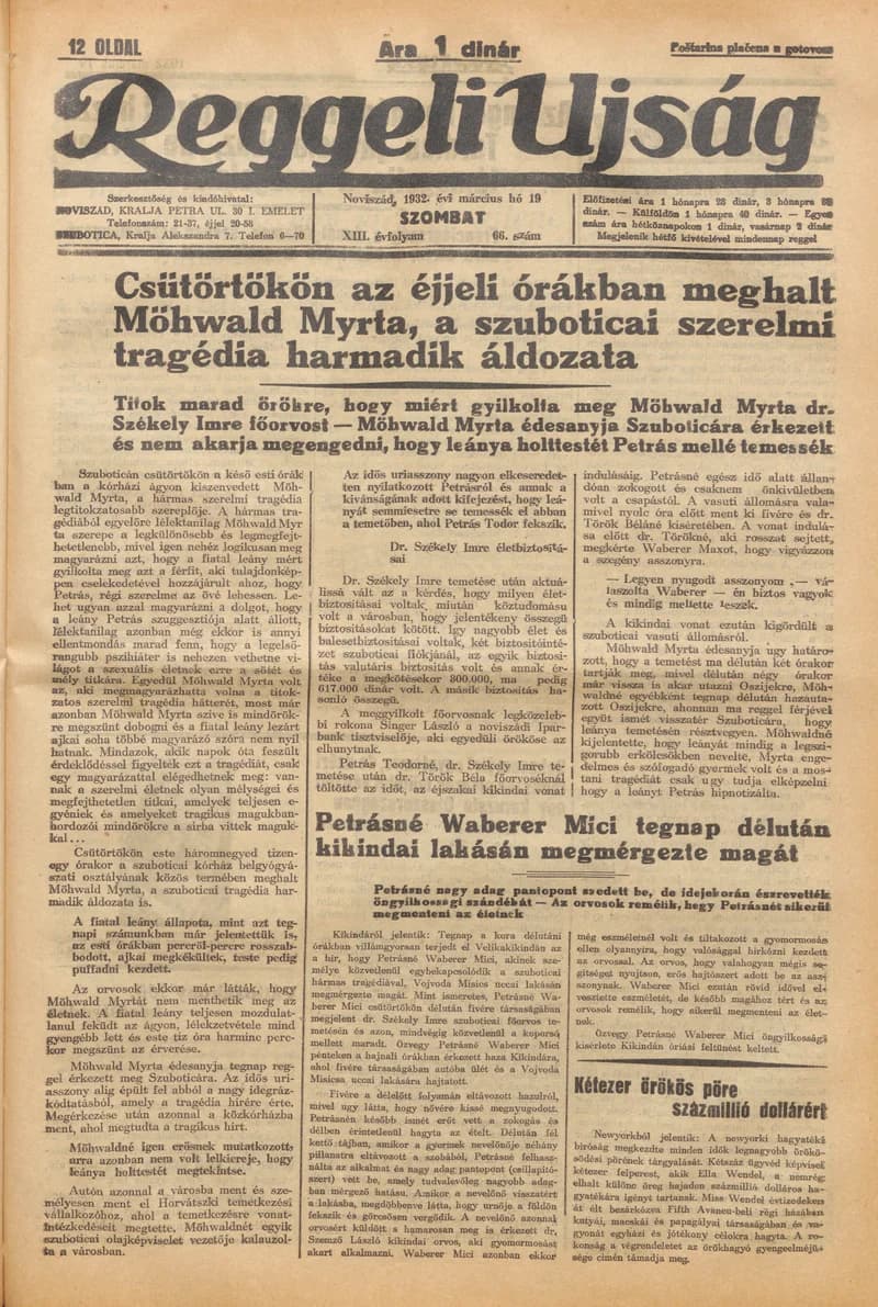 Reggeli Újság, 13. évf. 1932. március 19. 66. sz.