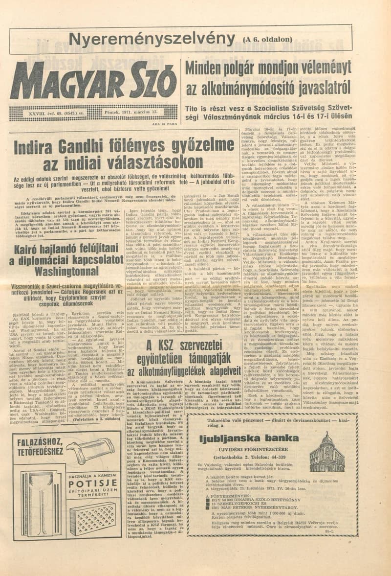 Magyar Szó, 28. évf. 1971. március 12. 69. sz. 1–12. oldal