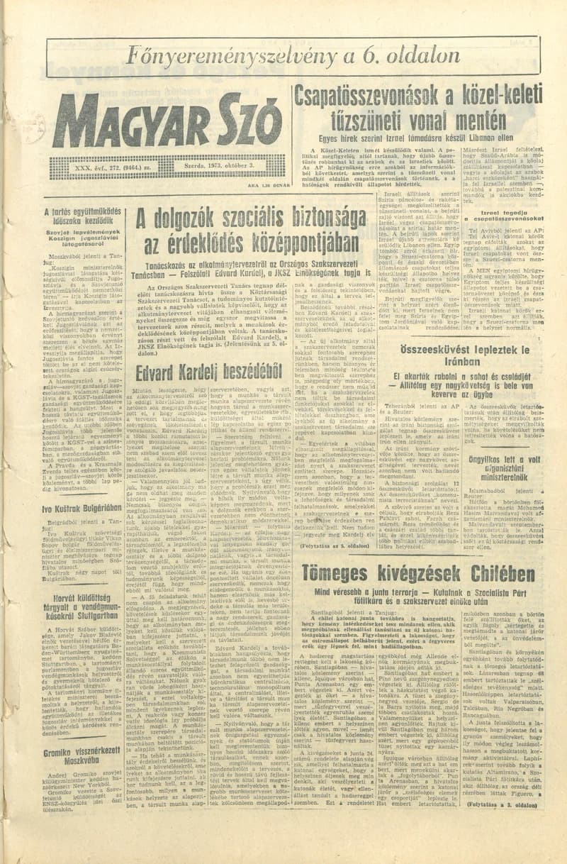 Magyar Szó, 30. évf. 1973. október 3. 272. sz. 1–20. oldal
