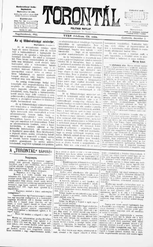 Torontál, 32. évf. 1903. december 3. 276. sz.