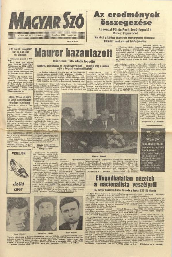 Magyar Szó, 27. évf. 1970. január 17. 15. sz. 1–16. oldal