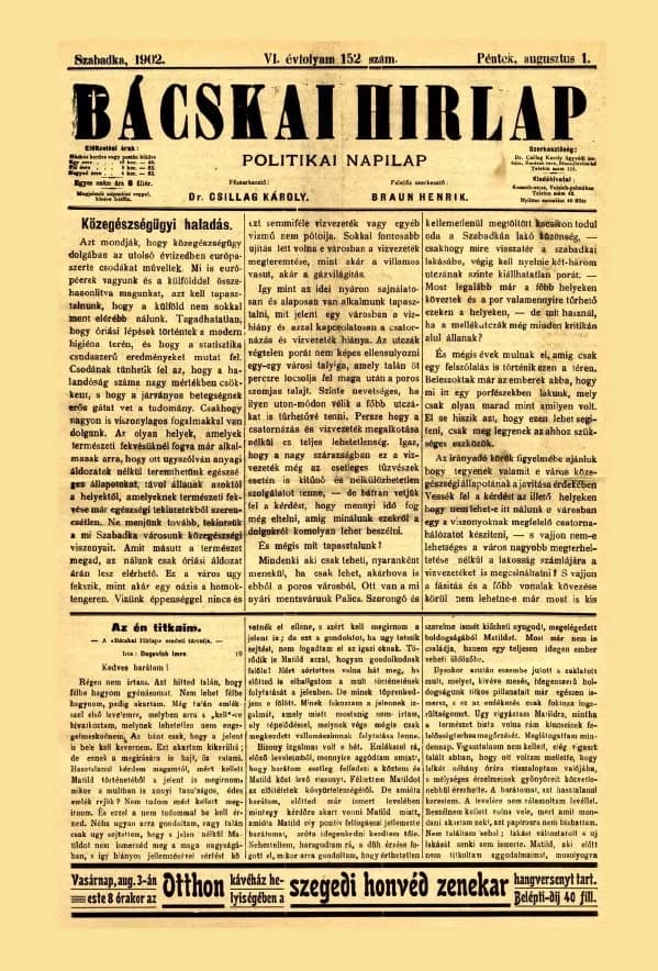 Bácskai Hirlap, 6. évf. 1902. augusztus 1. 152. sz.