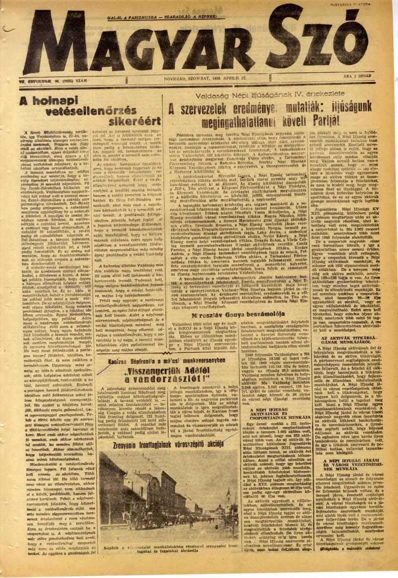 Magyar Szó, 7. évf. 1950. április 22. 96. sz. 1–4. oldal
