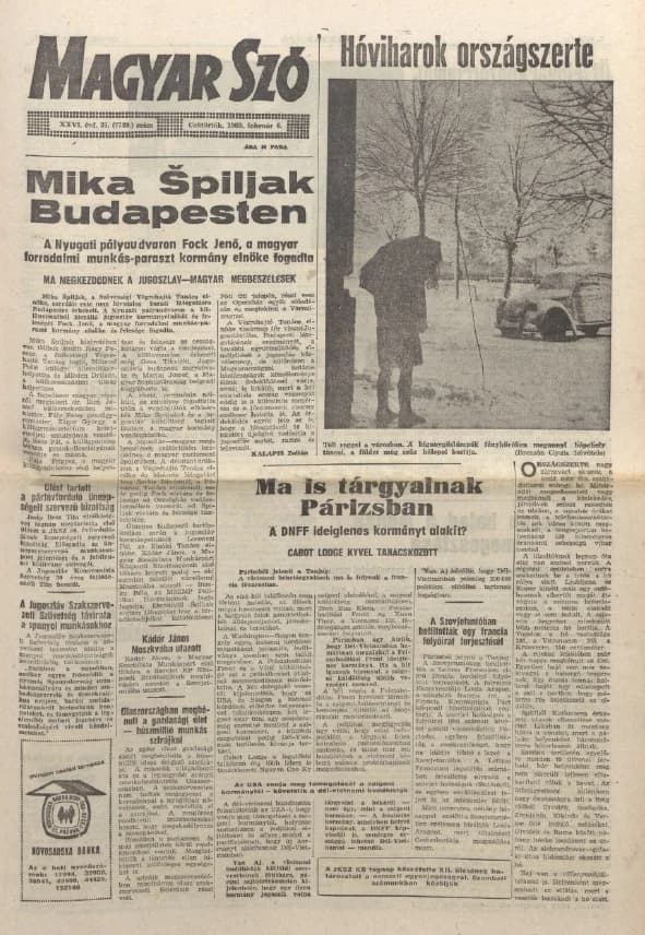 Magyar Szó, 26. évf. 1969. február 6. 35. sz. 1–16. oldal