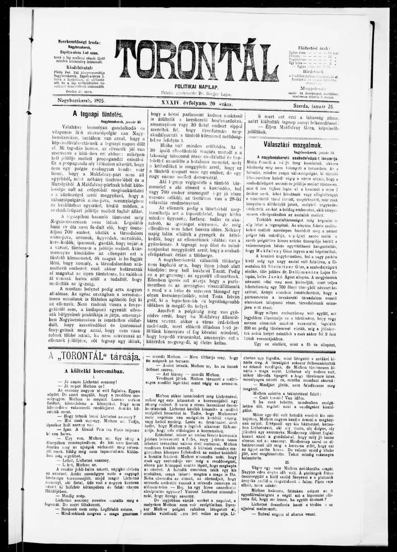 Torontál, 34. évf. 1905. január 25. 20. sz.