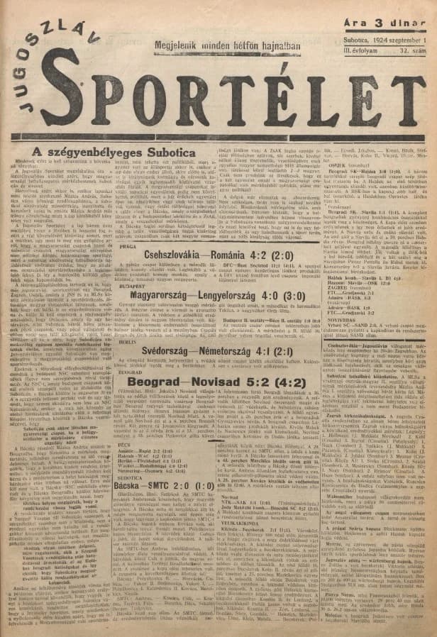 Jugoszláv sportélet, 3. évf. 1924. szeptember 1. 32. sz.