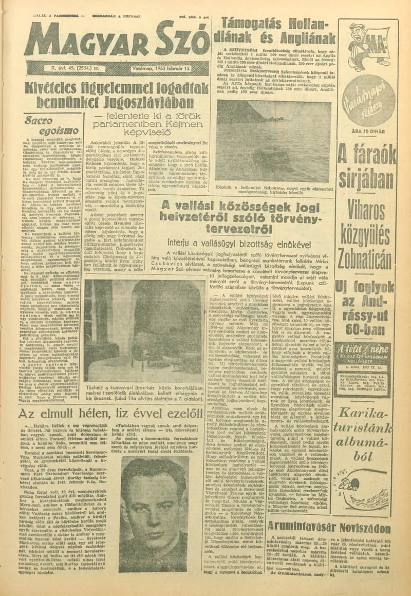 Magyar Szó, 10. évf. 1953. február 15. 45. sz. 1–14. oldal