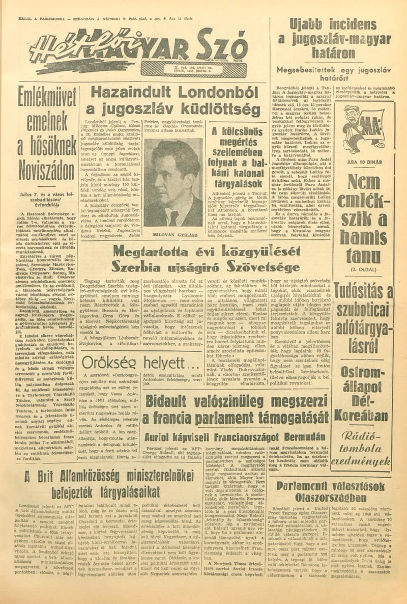 Magyar Szó, 10. évf. 1953. június 8. 156. sz. 1–8. oldal