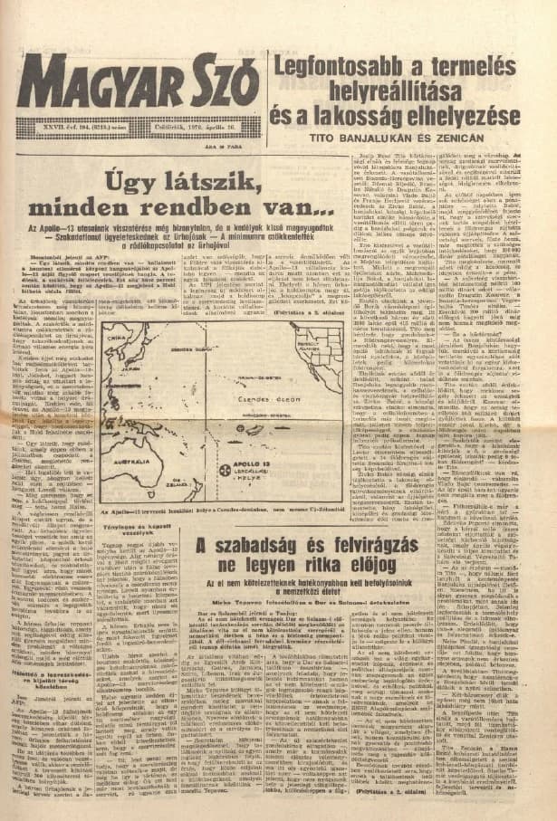 Magyar Szó, 27. évf. 1970. április 16. 104. sz. 1–20. oldal