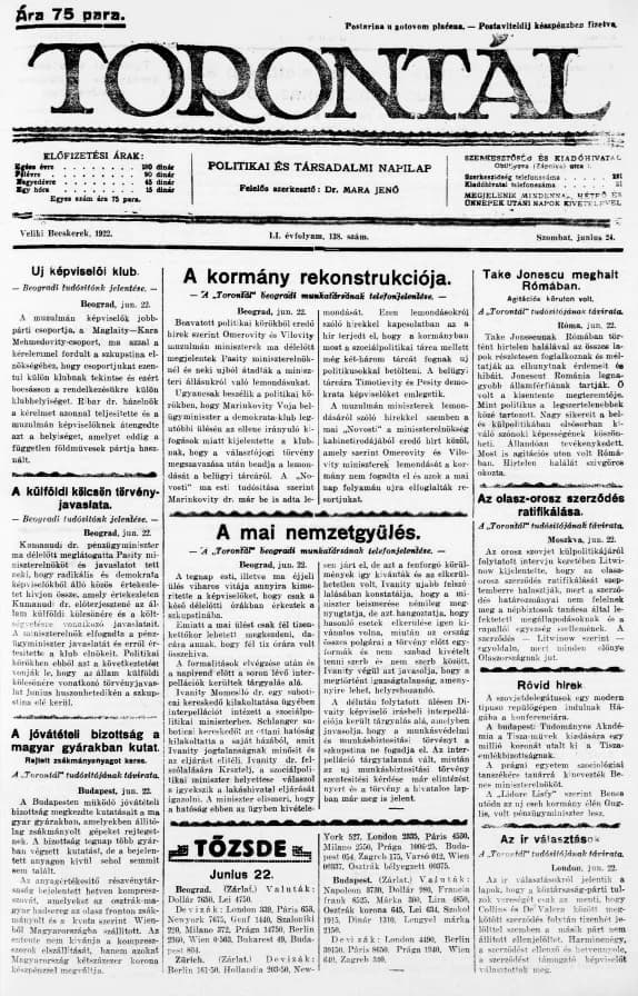 Torontál, 51. évf. 1922. június 24. 138. sz.