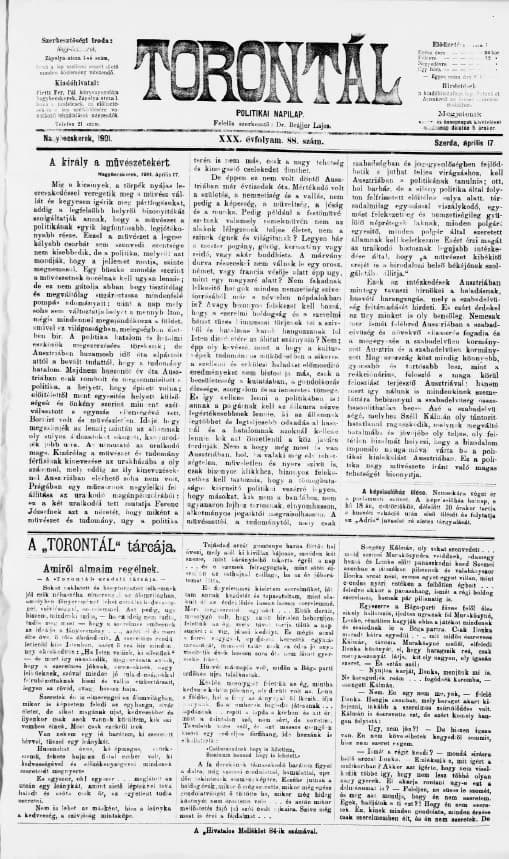 Torontál, 30. évf. 1901. április 17. 88. sz.