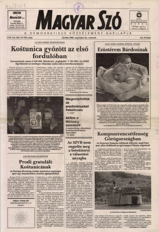 Magyar Szó, 57. évf. 2000. szeptember 28. 230. sz. 1–16. oldal
