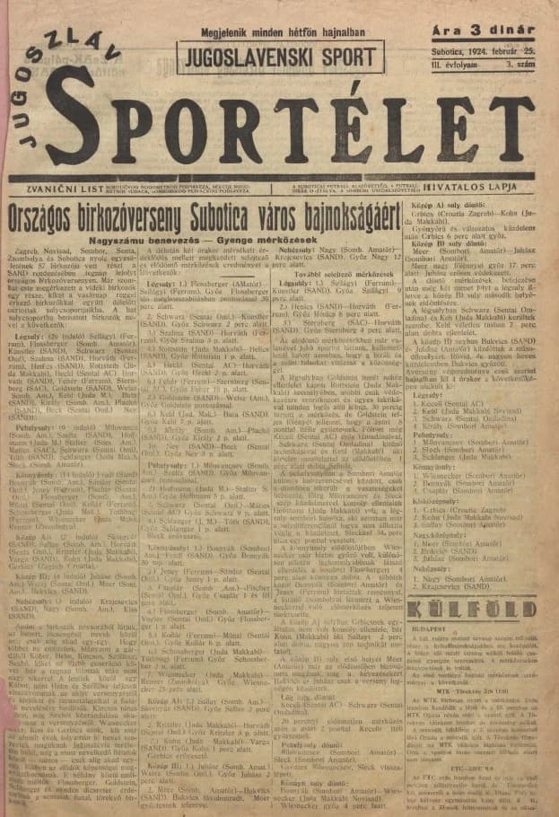 Jugoszláv sportélet, 3. évf. 1924. február 25. 3. sz.