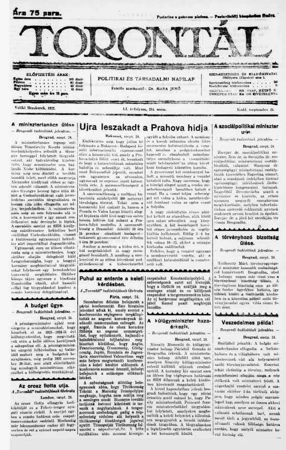 Torontál, 51. évf. 1922. szeptember 26. 214. sz.