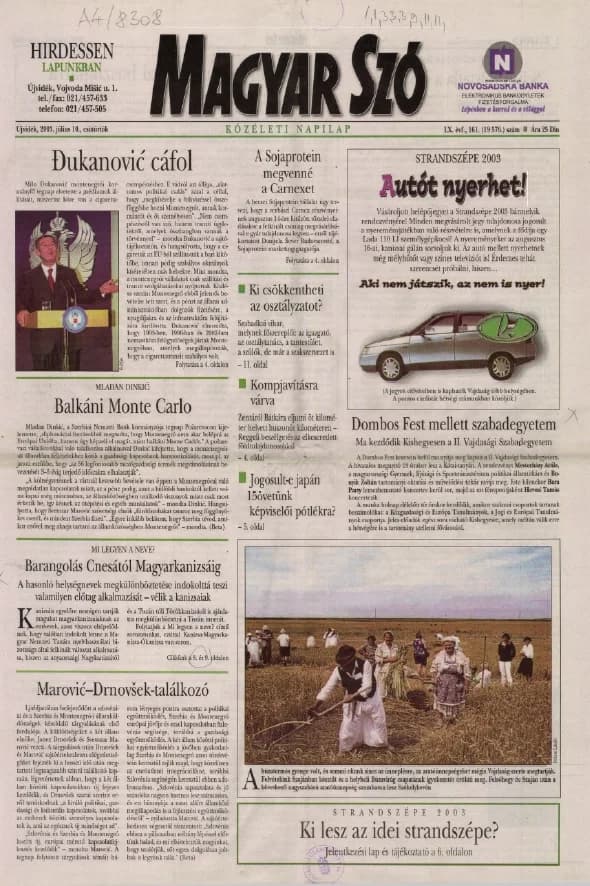 Magyar Szó, 60. évf. 2003. július 10. 161. sz. 1–16. oldal