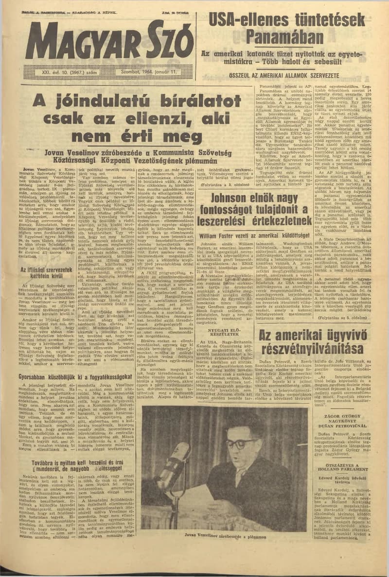Magyar Szó, 21. évf. 1964. január 11. 10. sz. 1–12. oldal