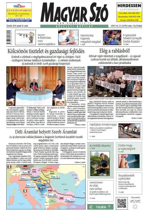 Magyar Szó, 75. évf. 2018. január 30. 23. sz. 1–20. oldal