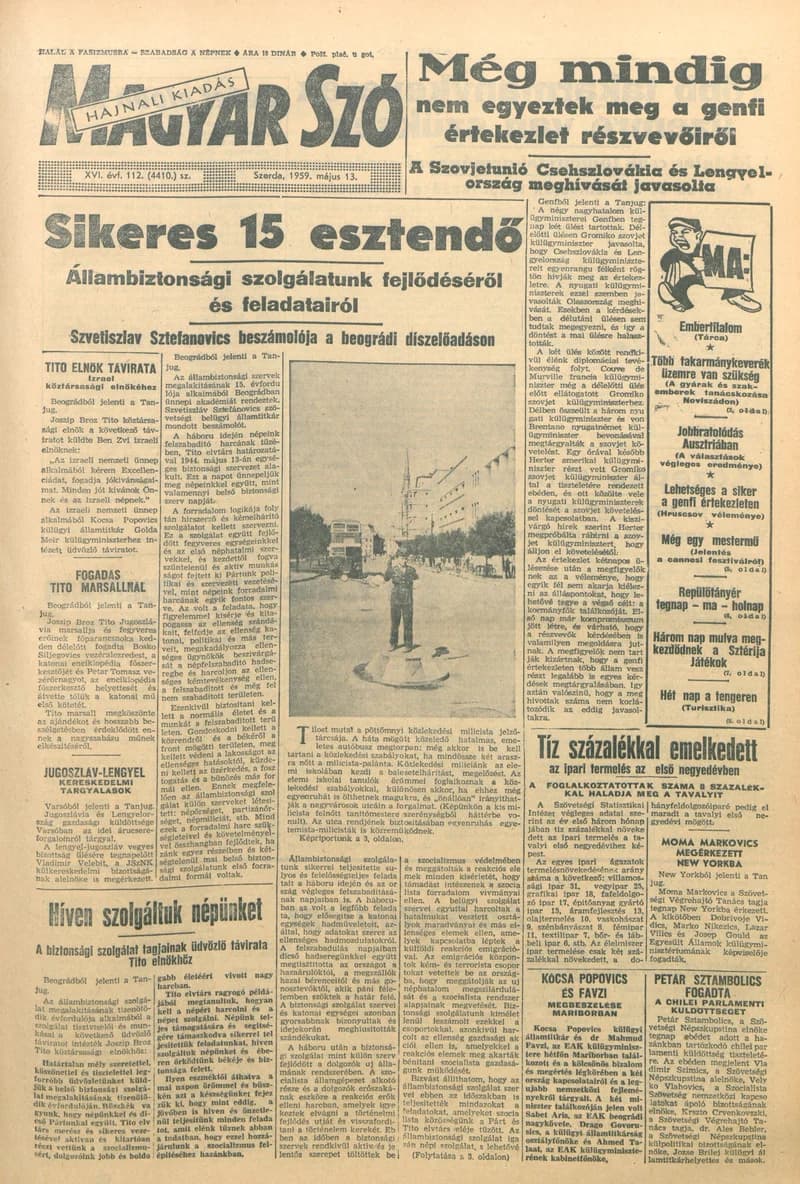 Magyar Szó, 16. évf. 1959. május 13. 112. sz. 1–20. oldal