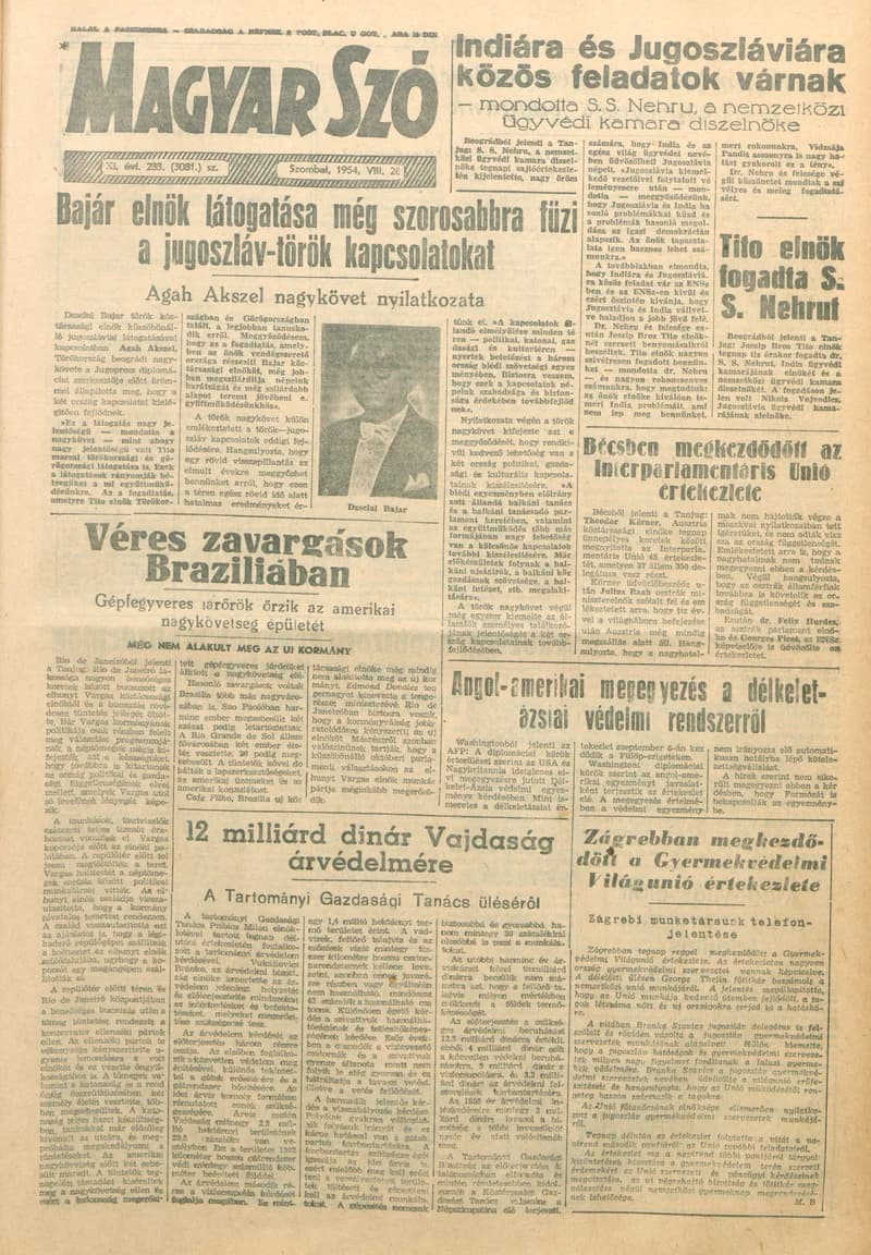 Magyar Szó, 11. évf. 1954. augusztus 28. 233. sz. 1–8. oldal