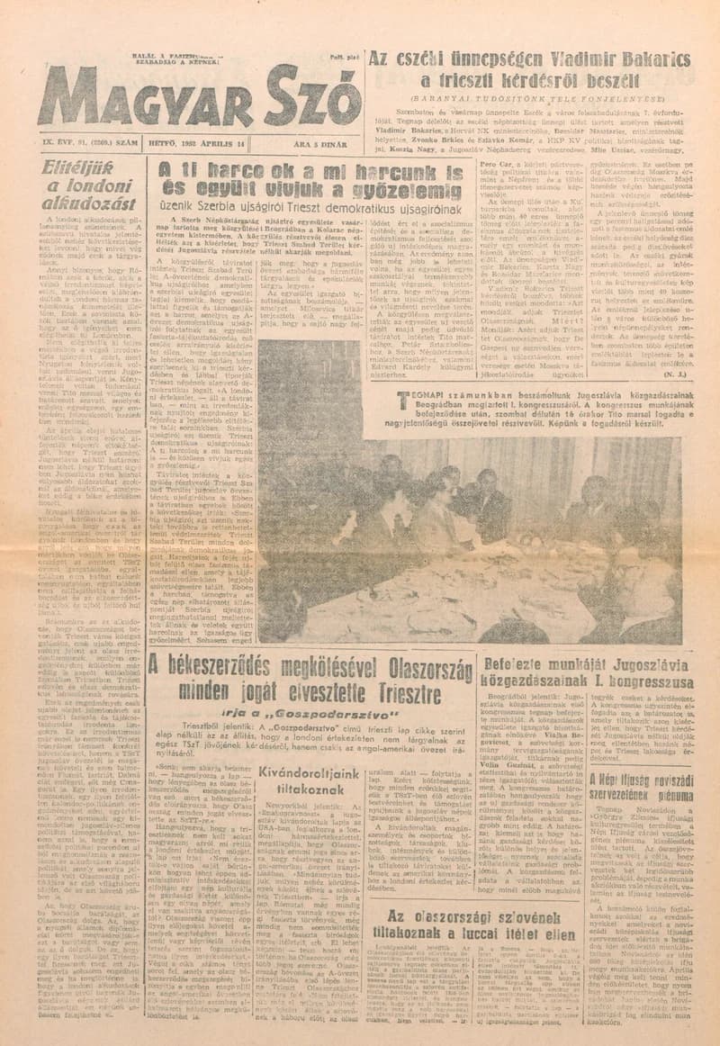 Magyar Szó, 9. évf. 1952. április 14. 91. sz. 1–4. oldal
