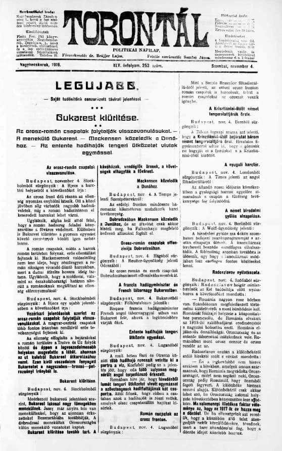 Torontál, 45. évf. 1916. november 4. 253. sz.