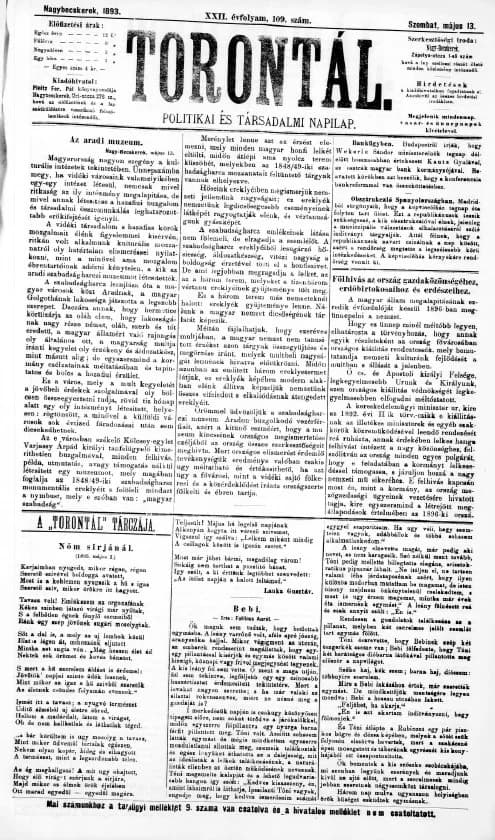Torontál, 22. évf. 1893. május 13. 109. sz.