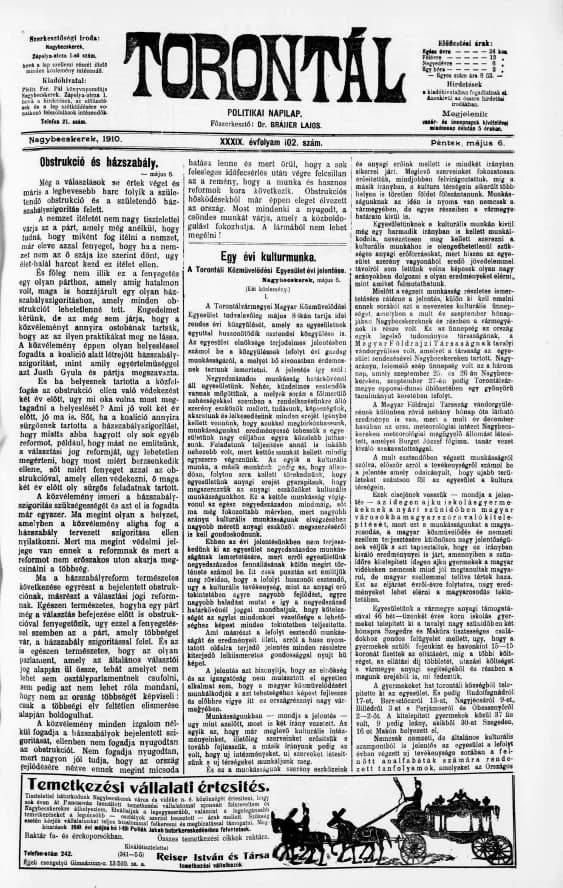 Torontál, 39. évf. 1910. május 6. 102. sz.