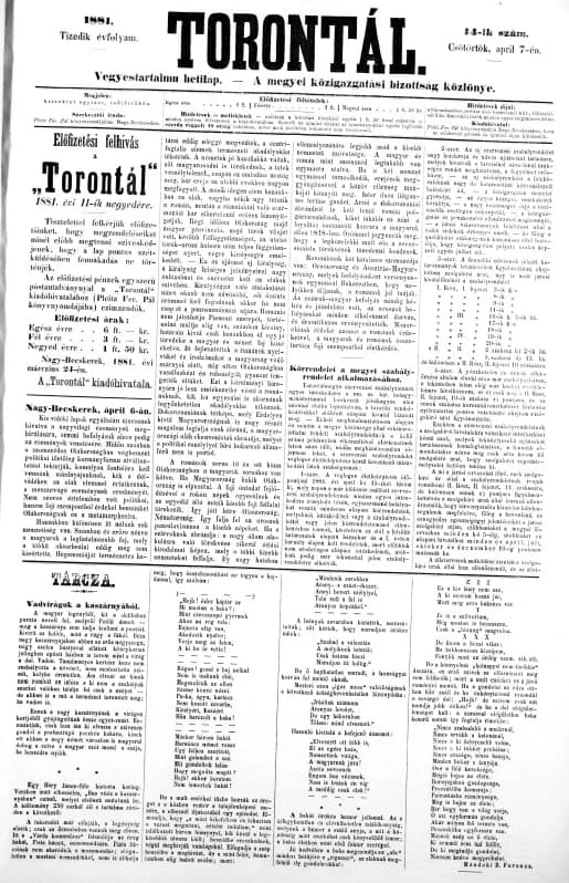 Torontál, 10. évf. 1881. április 7. 14. sz.