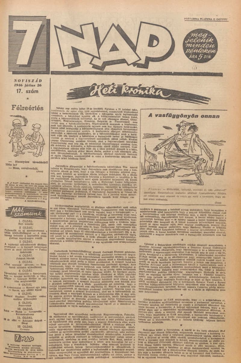 7 Nap, 1. évf. 1946. július 26. 17. sz. 1–12. oldal