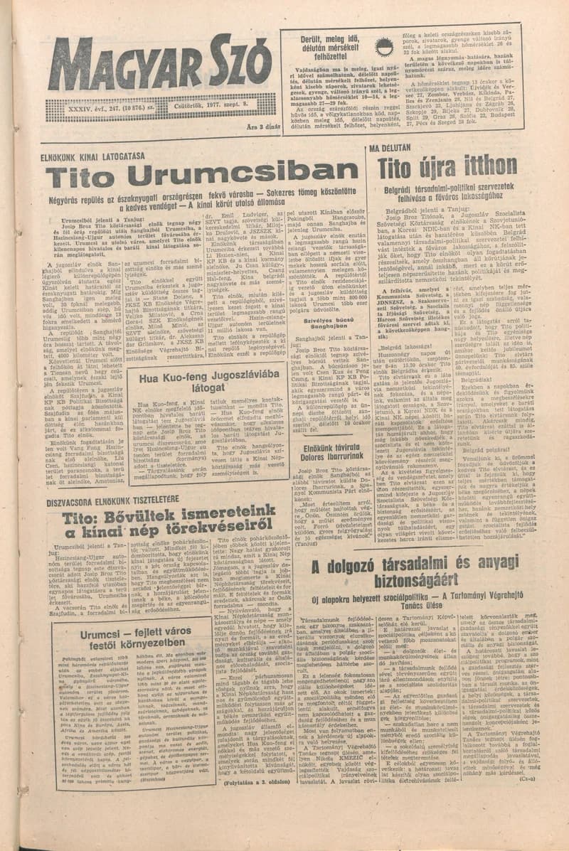 Magyar Szó, 34. évf. 1977. szeptember 8. 247. sz.